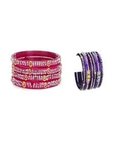 SOMIL Set of 10 Pink Alloy Bangles