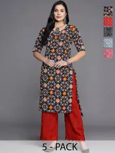 Anouk Rustic Women Pack of 5 Ethnic Motifs Printed Crepe Kurta