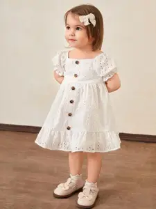 BAESD Girls Puff Sleeve Fit & Flare Midi Dress