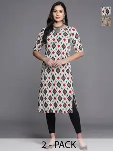 Anouk Rustic Selection Of 2 Women Ethnic Motifs Printed Daily Straight Kurtas