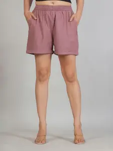VENITYWAVE Women Solid Mid-Rise Lounge Cotton Shorts