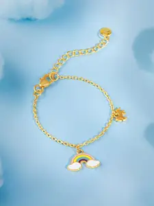 GIVA Girls 925 Silver Gold-Plated Colourful Rainbow Anklets