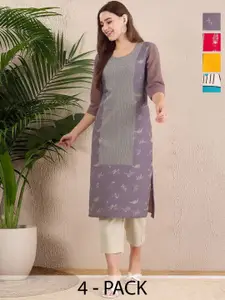 Anouk Rustic Women Pack of 4 Ethnic Motifs Printed Crepe Kurta