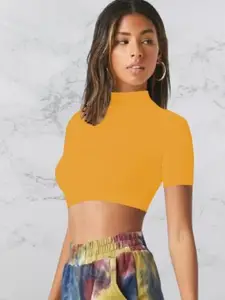 Dream Beauty Fashion Women High Neck Fitted Crop Top