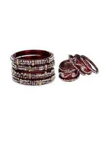 SOMIL Set of 10 Maroon Alloy Bangles