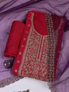 Meena Bazaar Floral Embroidered Sequinned Unstitched Dress Material