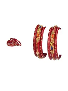 SOMIL Set of 10 Red Alloy Bangles