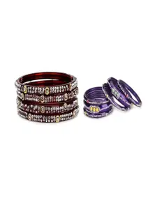 SOMIL Set of 10 Maroon Alloy Bangles