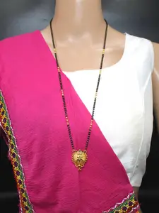 COLOUR OUR DREAMS 22 K Gold Plated Double Line Black Pearl Mangalsutra Chain 24Inch Without Pendant For Women