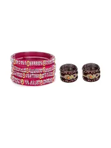 SOMIL Set of 10 Pink Alloy Bangles