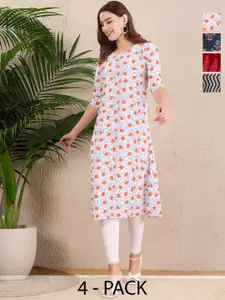 Anouk Rustic Selection Of 4 Ethnic Motifs Printed Straight Kurtas