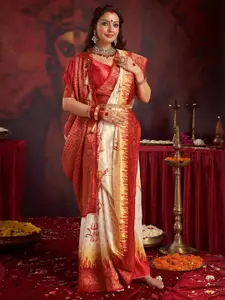 Saree mall Woven Design Zari Satin Baluchari Sarees