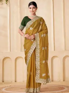 Satrani Embellished Embroidered Pure Silk Saree