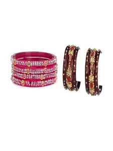SOMIL Set of 10 Pink Alloy Bangles