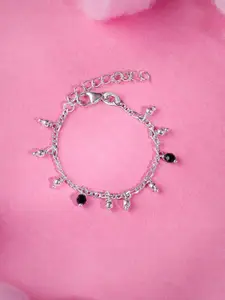 GIVA Girls 925 Silver Rhodium-Plated Sparkling Dua Anklets