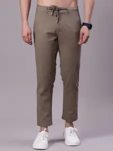 V-Mart Men Slim Fit Mid-Rise Slub Trousers