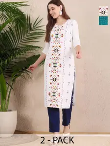 Anouk Rustic Selection Of 2 Women Ethnic Motifs Printed Regular Straight Knee Length Kurta