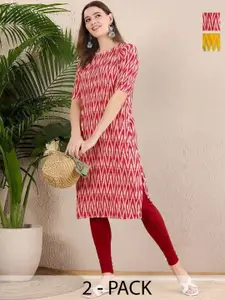 Anouk Rustic Selection Of 2 Women Ethnic Motifs Printed Daily Straight Kurtas