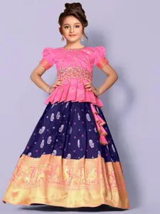 Wommaniya Impex Girls Floral Embroidered Ready to Wear Lehenga & Choli
