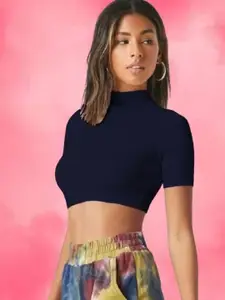 Dream Beauty Fashion Women  High Neck  Fitted Crop Top