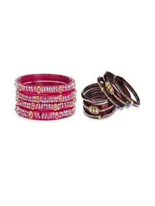 SOMIL Set of 10 Pink Alloy Bangles