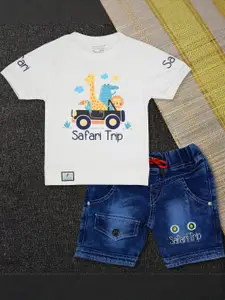 WORTON FASHION Printed Pure Cotton T-shirt & Shorts