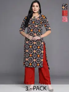Anouk Rustic Women Pack of 3 Floral Printed Daily Straight Kurtas
