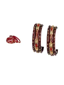 SOMIL Set of 10 Red Alloy Bangles