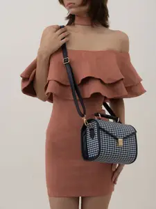 TANGERINE HANDCRAFT Checked Structured Satchel With Buckle Details
