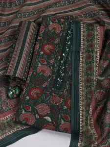 Meena Bazaar Floral Printed Thread Work Unstitched Dress Material