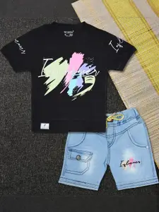 WORTON FASHION Printed Pure Cotton T-shirt & Shorts