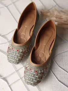 Anouk Women Square Toe Slip-On Mojaris Flats