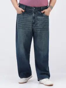 Urbano Plus Men Dark Blue Loose Baggy Fit Heavy Washed Jeans