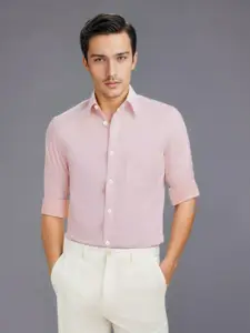 Louis Philippe Pure Cotton Self-Design Textured Classic Formal Shirt