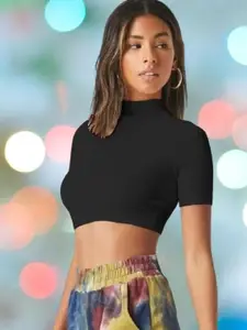 Dream Beauty Fashion Women High Neck Fitted Crop Top