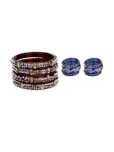 SOMIL Set of 10 Maroon Alloy Bangles