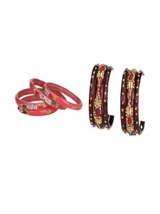 SOMIL Set of 10 Orange Alloy Bangles