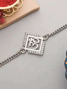 trueBrowns 92.5 Sterling Silver Auspicious Om Wraparound Bracelet Rakhi