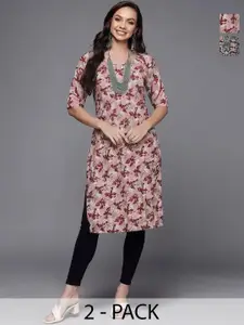 Anouk Rustic Selection Of 2 Women Floral Printed Daily Straight Kurtas