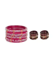 SOMIL Set of 10 Pink Alloy Bangles