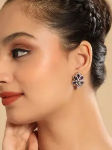 Yinara Gold-Plated Zircon Studded Floral Studs