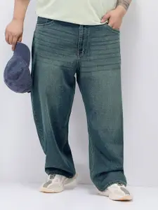 Urbano Plus Men's Light Blue Loose Baggy Fit Heavy Washed Jeans Non-Stretchable
