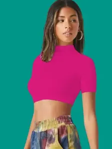 Dream Beauty Fashion Women High Neck Crop Fitted Top