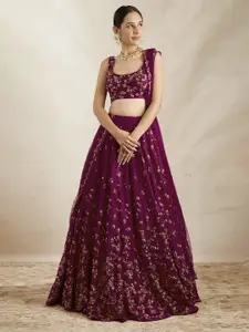 Aika Embroidered Sequinned Silk Semi-Stitched Lehenga & Unstitched Blouse With Dupatta