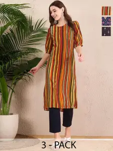 Anouk Rustic Women Pack Of 3 Ethnic Motifs Printed Crepe Kurta