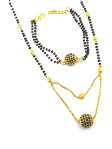 COLOUR OUR DREAMS Soni Alloy Diamond Gold-Plated Mangalsutra & Hand mangalsutra Bracelet Combo for Women/Girls