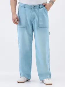 Urbano Plus Men Loose Baggy Fit Mid-Rise Heavy Fade Carpenter Cargo Jeans