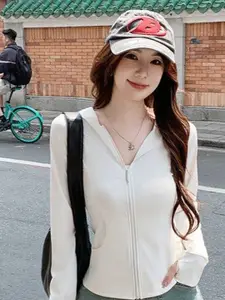 Outzidr Women Front-Open Hoodied Sweatshirt