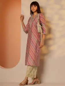 Libas Women Leheriya Printed Straight Kurta with Pocket