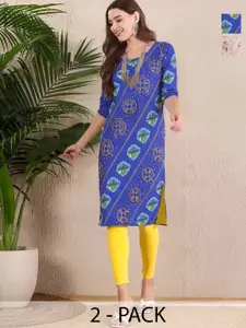Anouk Rustic Selection Of 2 Women Floral Printed Daily Straight Kurtas